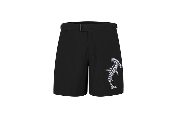 RAUTER Atlas Abissal III — white hammerhead shark 3D print men's swim shorts on black, view 1 of 6